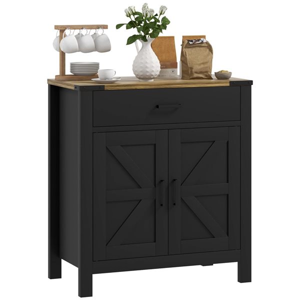 HOMCOM Black Composite 16 D x 33 H x 30-in W Kitchen Sideboard w/ 1 Drawer