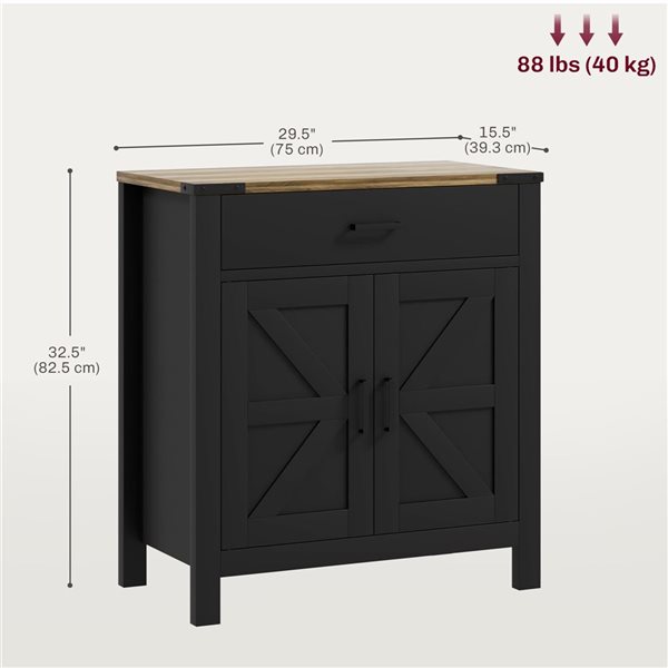 HOMCOM Black Composite 16 D x 33 H x 30-in W Kitchen Sideboard w/ 1 Drawer