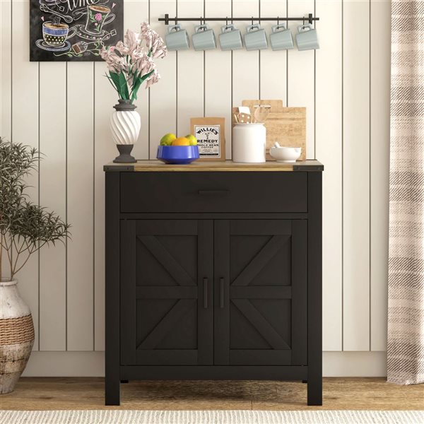 HOMCOM Black Composite 16 D x 33 H x 30-in W Kitchen Sideboard w/ 1 Drawer