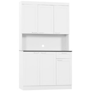 HOMCOM Glossy White Composite 15 D x 71 H x 40-in W Kitchen Pantry Storage Cabinet w/ Adjustable Shelf and Drawer