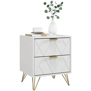 HOMCOM White Composite 16 D x 22 H x 18-in W Nightstand w/ 2 Drawers