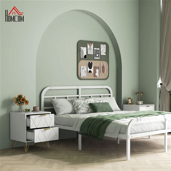 HOMCOM White Composite 16 D x 22 H x 18-in W Nightstand w/ 2 Drawers