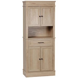 HOMCOM Oak Composite 16 D x 72 H x 29-in W Kitchen Pantry Storage Cabinet w/ Adjustable Shelving