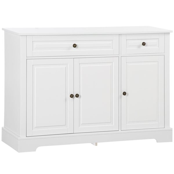 HOMCOM White Composite 16 D x 32 H x 45-in W Modern Kitchen Sideboard w/ 2 Drawers