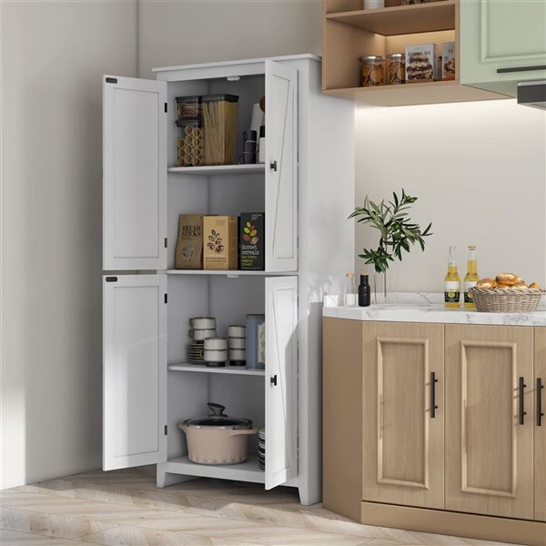 HOMCOM White Composite 16 D x 72 H x 32-in W Freestanding Kitchen Pantry Cabinet