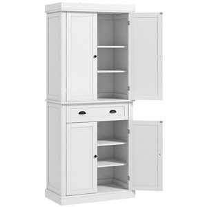 HOMCOM White Composite 16 D x 73 H x 30-in W Tall Kitchen Pantry Cabinet w/ Drawer