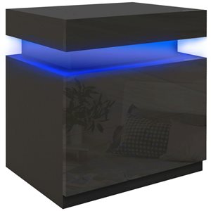 HOMCOM Black Composite 14 D x 21 H x 18-in W Nightstand w/ LED Lights and 2 Drawers