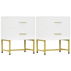 HOMCOM Set of 2 White Composite 12 D x 21 H x 16-in W Nightstands w/ 2 Drawers