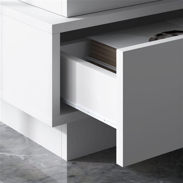 HOMCOM White Composite 14 D x 18 H x 18-in W Modern Nightstand w/ Charging Station and LED Light