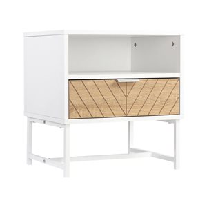 HOMCOM White Composite 15 D x 19 H x 18-in W Nightstand w/ Drawer and Shelf