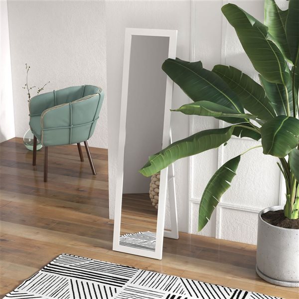 HOMCOM 61 x 15-in White Wood Composite Full-Length Freestanding/Wall-Mounted Framed Mirror