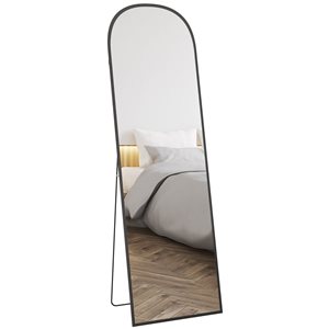 Miroir encadré pleine longueur sur pied ou fixé au mur par HOMCOM 64 x 20 po en métal noir