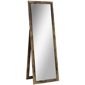 Miroir encadré pleine longueur sur pied par HOMCOM 58 x 20 po bois composite brun rustique