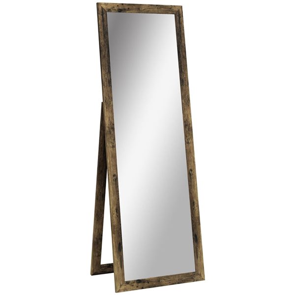 HOMCOM 58 x 20-in Rustic Brown Wood Composite Full-Length Freestanding Framed Mirror