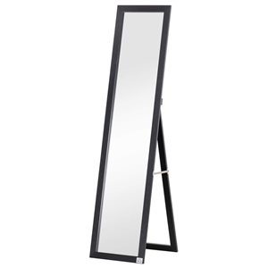 Miroir encadré pleine longueur sur pied ou fixé au mur par HOMCOM 61 x 15 po en MDF noir