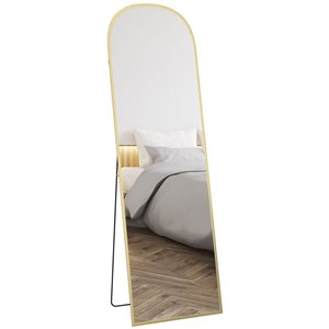 Miroir encadré pleine longueur sur pied ou fixé au mur par HOMCOM 64 x 20 po en métal doré
