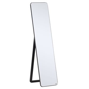 Miroir encadré pleine longueur sur pied ou fixé au mur par HOMCOM 61 x 15 po noir