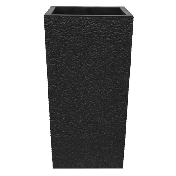 Tierra Verde Citadel Stucco 13 x 26-in Large Recycled Self-Watering Indoor/Outdoor Column Planter - Black