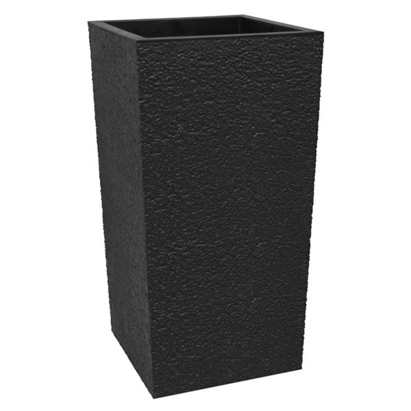 Tierra Verde Citadel Stucco 13 x 26-in Large Recycled Self-Watering Indoor/Outdoor Column Planter - Black