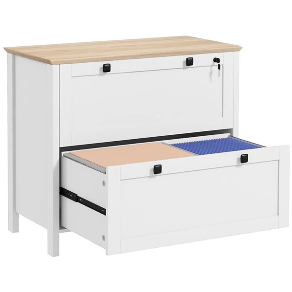 Commode De Bureau 5 Tiroirs HOMCOM Avec Roulettes - Format A3/A4, Blanc, Dimensions 50x40x67,5 Cm, Rangement Sous Bureau