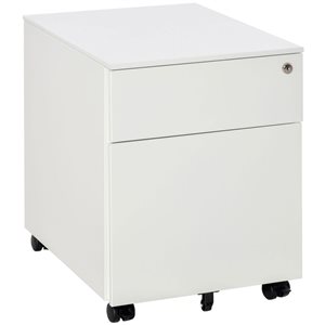 Vinsetto 15.4 x 19.1-in 2-Drawer White Metal Lockable Filing Cabinet w/ Casters
