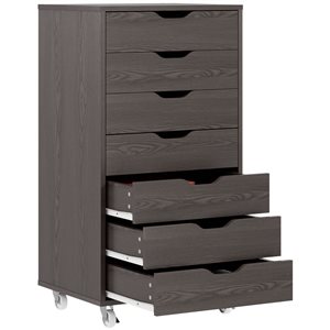 Vinsetto 18.7 x 35.4-in 7-Drawer Grey Wood Grain Composite Wood Filing Cabinet w/ Casters