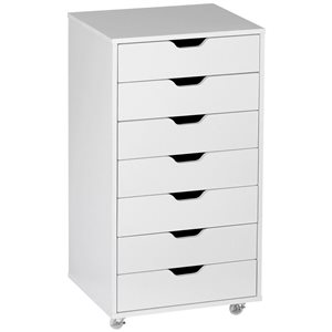 Vinsetto 18.7 x 35.4-in 7-Drawer White Composite Wood Filing Cabinet w/ Casters
