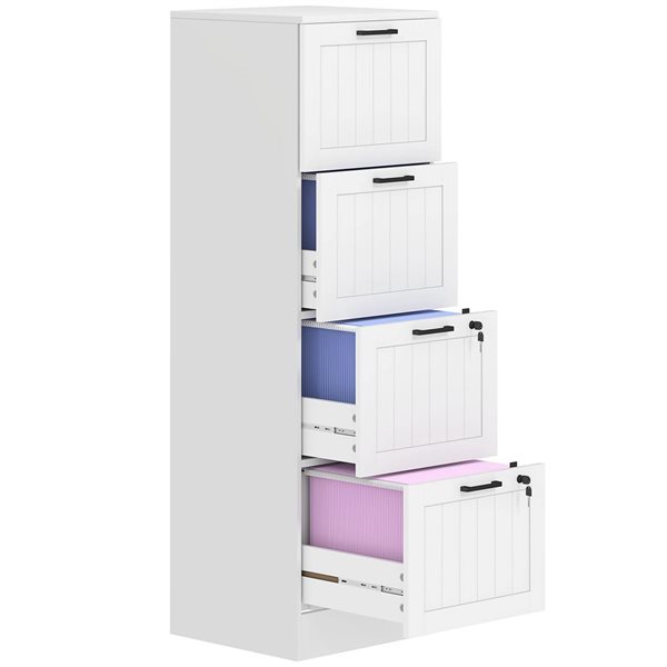 HOMCOM 15.7 x 51.6-in 4-Drawer White Composite Wood Filing Cabinet w/ 2 Locks