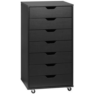 Vinsetto 18.7 x 35.4-in 7-Drawer Black Composite Wood Filing Cabinet w/ Casters