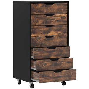 Vinsetto 18.7 x 35.4-in 7-Drawer Rustic Brown Composite Wood Filing Cabinet w/ Casters