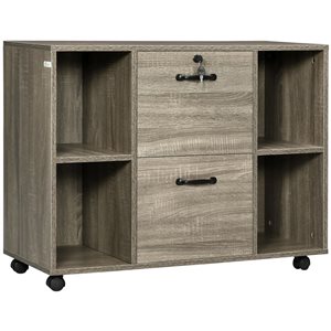 Vinsetto 35 x 27-in 2-Drawer Grey Composite Wood Mobile Filing Cabinet on Wheels w/ Top Lockable Drawer