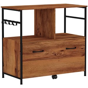 Classeur de bureau par Vinsetto 32,3 x 29,5 po bois composite brun rustique/métal noir avec tiroir et étagères