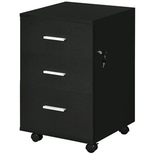 Vinsetto 15.7 x 24.2-in 3-Drawer Black Composite Wood Filing Cabinet w/ Lockable Drawers and Casters