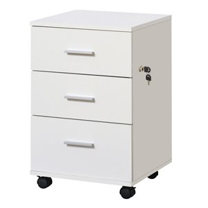 Vinsetto 15.7 x 24.2-in 3-Drawer White Composite Wood Filing Cabinet w/ Lockable Drawers and Casters