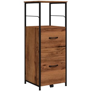 Vinsetto 16.5 x 42.5-in 2-Drawer 1-Shelf Rustic Brown Composite Wood/Black Metal Vertical Filing Cabinet