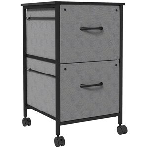 Vinsetto 15.7 x 26.8-in 2-Drawer Black Metal Filing Cabinet on Wheels w/ Grey Fabric Drawers and Hanging Bars