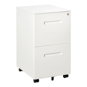 Vinsetto 15.4 x 26.4-in 2-Drawer White Metal Lockable Filing Cabinet w/ Adjustable Partition