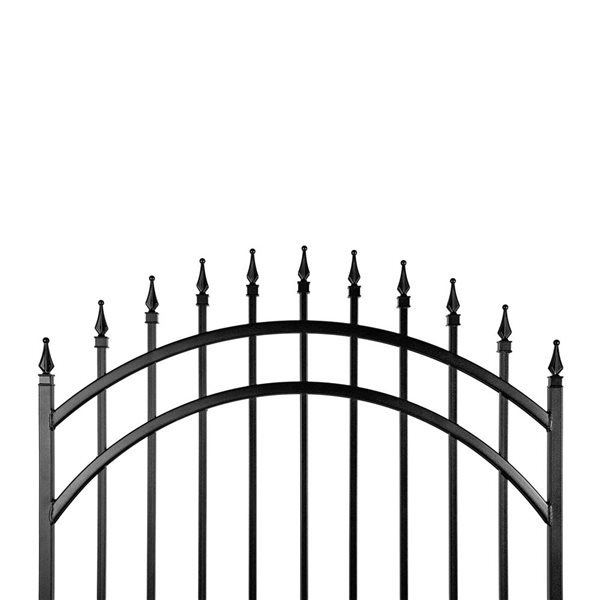 Nuvo Iron 45 W x 68-in H Black Iron Pre-Assembled Self-Closing Ornamental Arch Fence Gate