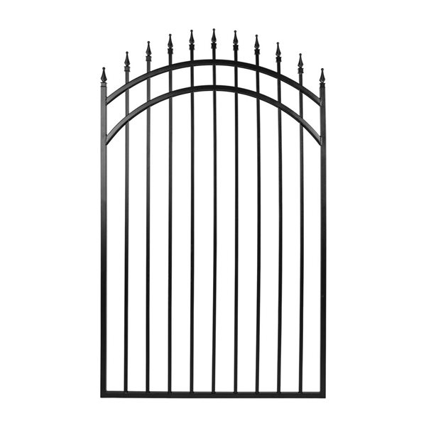 Nuvo Iron 45 W x 68-in H Black Iron Pre-Assembled Self-Closing Ornamental Arch Fence Gate
