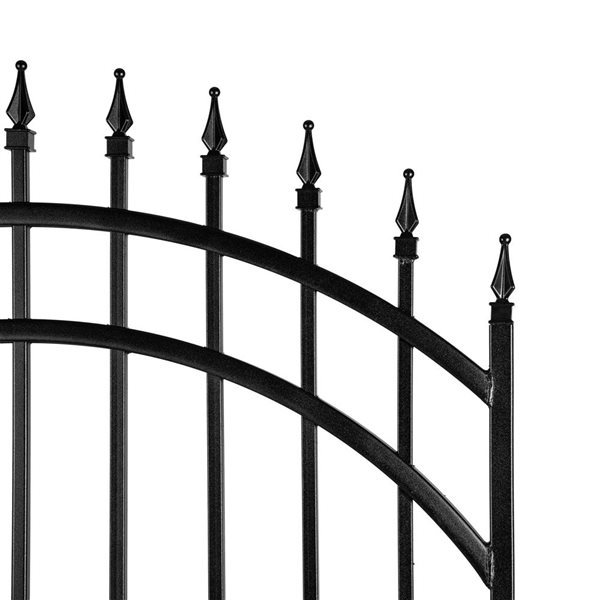 Nuvo Iron 45 W x 68-in H Black Iron Pre-Assembled Self-Closing Ornamental Arch Fence Gate