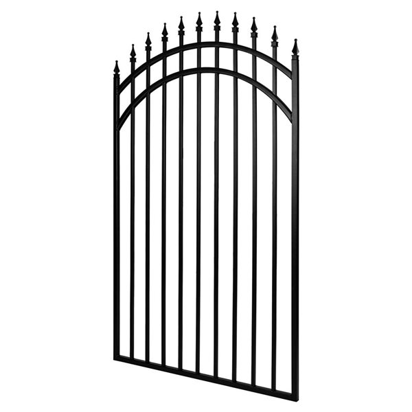 Nuvo Iron 45 W x 68-in H Black Iron Pre-Assembled Self-Closing Ornamental Arch Fence Gate