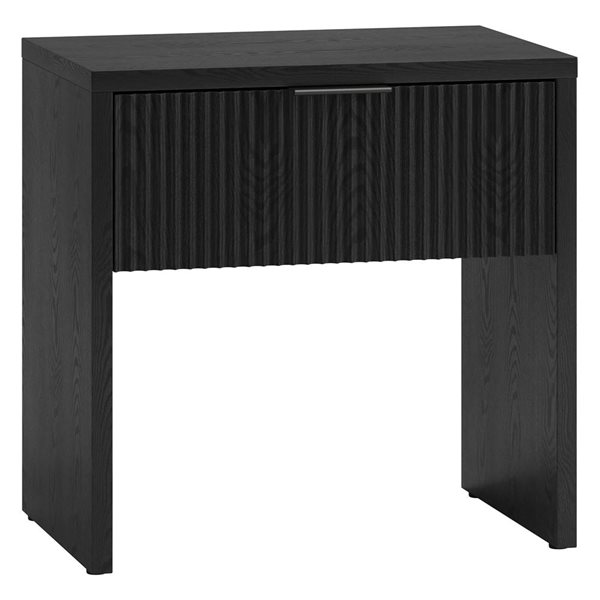 Hailey Home Kenslow 24-in W Black Grain MDF 1-Fluted Drawer Rectangular Nightstand