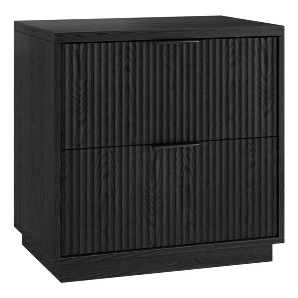 Hailey Home Yarden 24-in W Black Grain MDF 2-Fluted Drawer Rectangular Nightstand