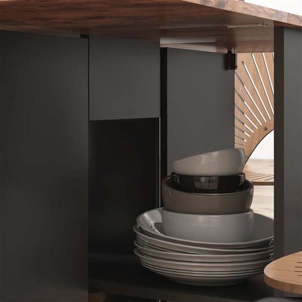 HOMCOM Rustic Brown Rectangular 30 H x 47 L x 28-in W Extending Foldable Drop Leaf Dining Table w/ Storage