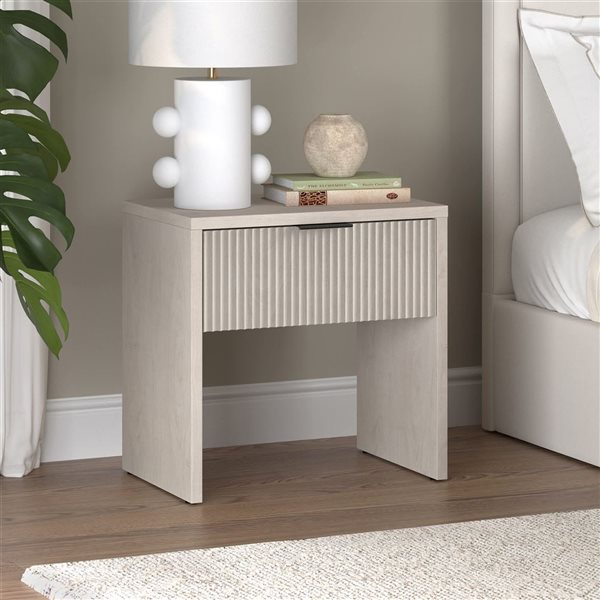 Hailey Home Kenslow 24-in W Alder White MDF 1-Fluted Drawer Rectangular Nightstand