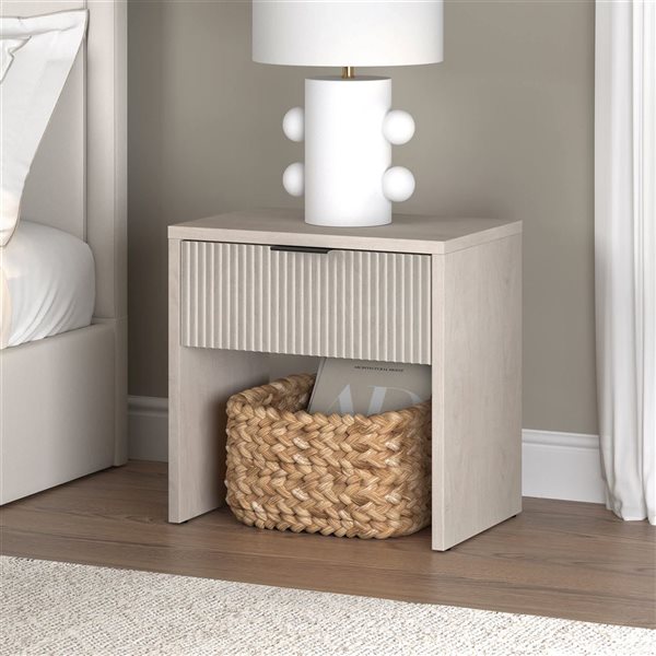Hailey Home Kenslow 24-in W Alder White MDF 1-Fluted Drawer Rectangular Nightstand