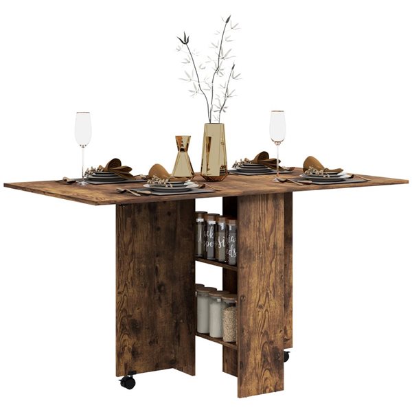 Table de salle à manger extensible pliante à rabats HOMCOM 29 h. x 55 L ...