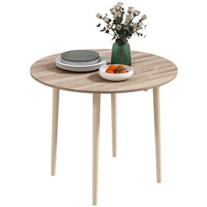 HOMCOM Oak Round 29 H x 35-in W Extending Foldable Drop Leaf Dining Table w/ Wood Legs