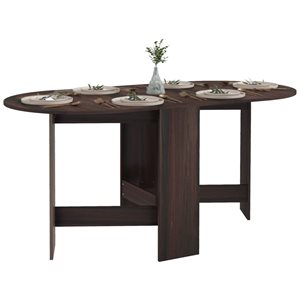 HOMCOM Distressed Brown Oval 30 H x 64 L x 32-in W Extending Foldable Drop Leaf Dining Table
