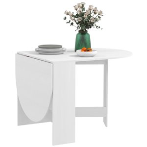 Table de salle à manger extensible pliante à rabats HOMCOM 30 h. x 54 L. x 32 po l. ovale en blanc vieilli